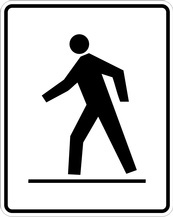 RA Series Right Side Pedestrian Crosswalk Sign - Regulatory Signage Solutions Belleville by B M R  Mfg  Inc