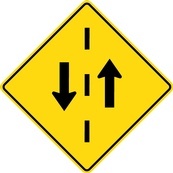 WB Series TWO WAY TRAFFIC AHEAD - Regulatory Sign Board Manufacturing Campbellford by B M R  Mfg Inc