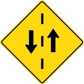 WB Series TWO WAY TRAFFIC AHEAD - Regulatory Sign Board Manufacturing Campbellford by B M R  Mfg Inc