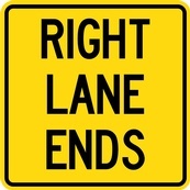 WA Series Right Lane Ends Tab - Regulatory Signage Solutions Canada by B M R  Mfg Inc