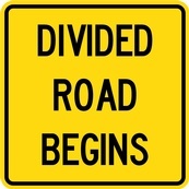 WA Series Divided Road Begins Tab - Regulatory Signage Solutions U S A  by B M R  Mfg Inc