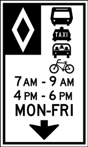 RB Series Reserved Lane One Or Multiple Vehicle Classes, Overhead, Times And Days - Regulatory Signage Solutions Campbellford by B M R  Mfg Inc