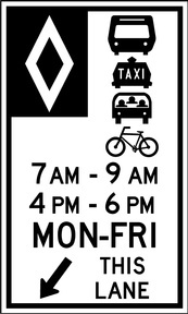 RB Series Reserved Lane One Or Multiple Vehicle Classes, Ground-Mount, Times And Days - Regulatory Signage Solutions Peterborough by B M R  Mfg Inc